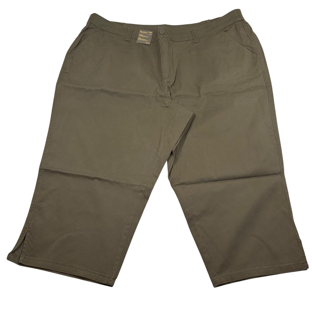 Style & Co Plus Size 24W Mid Rise Straight Fit Capri Pants Olive Green NWT